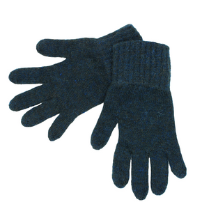 Pair of dark blue gloves on a white background