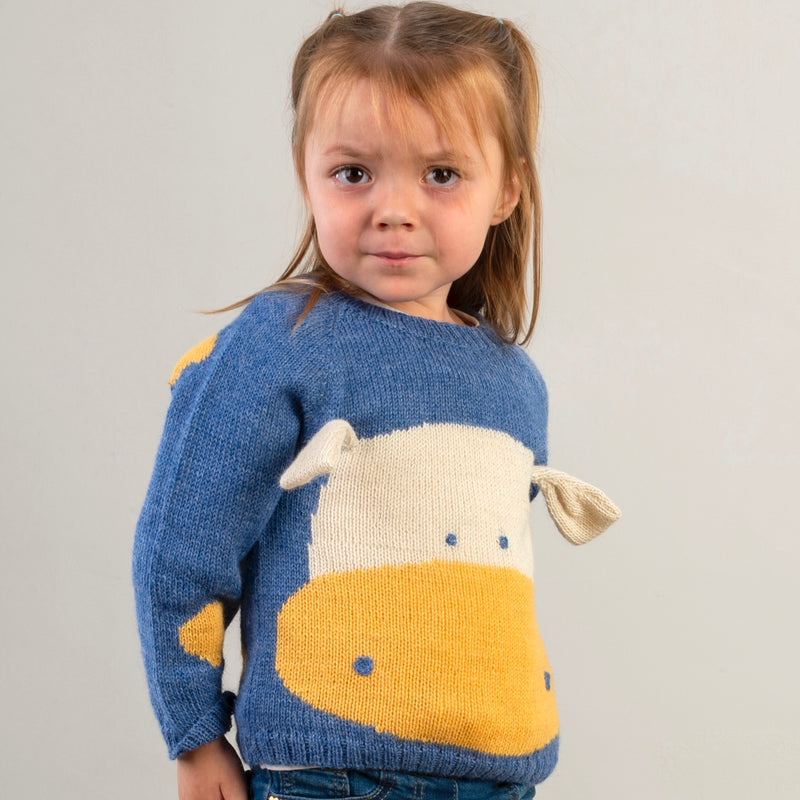Nanay Cow Baby Alpaca Sweater in Blue