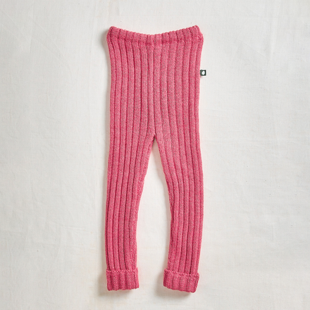 Oeuf Everyday Pants - pink ribbed knit leggings on a neutral background