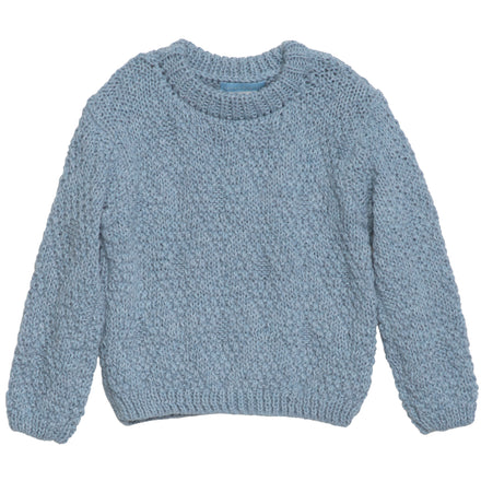 Serendipity Kid's Texture Sweaterr - light blue knit sweater with textured diamond pattern on a neutral background