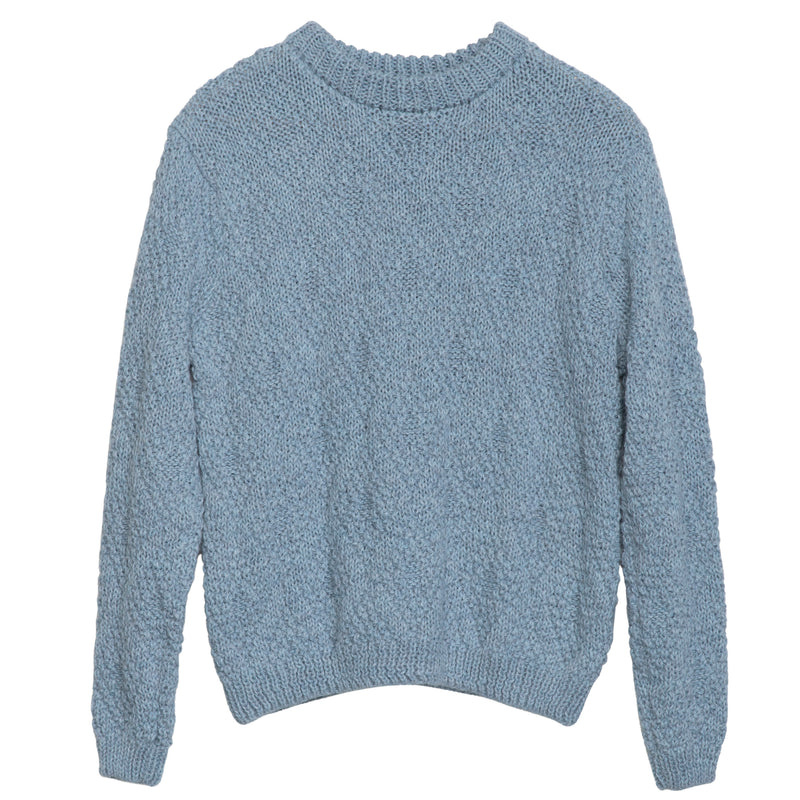 Serendipity Women's Alpaca Texture Sweater - light blue diamond patterned sweater on a neutral background
