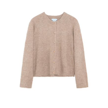 Beige cardigan on a white background