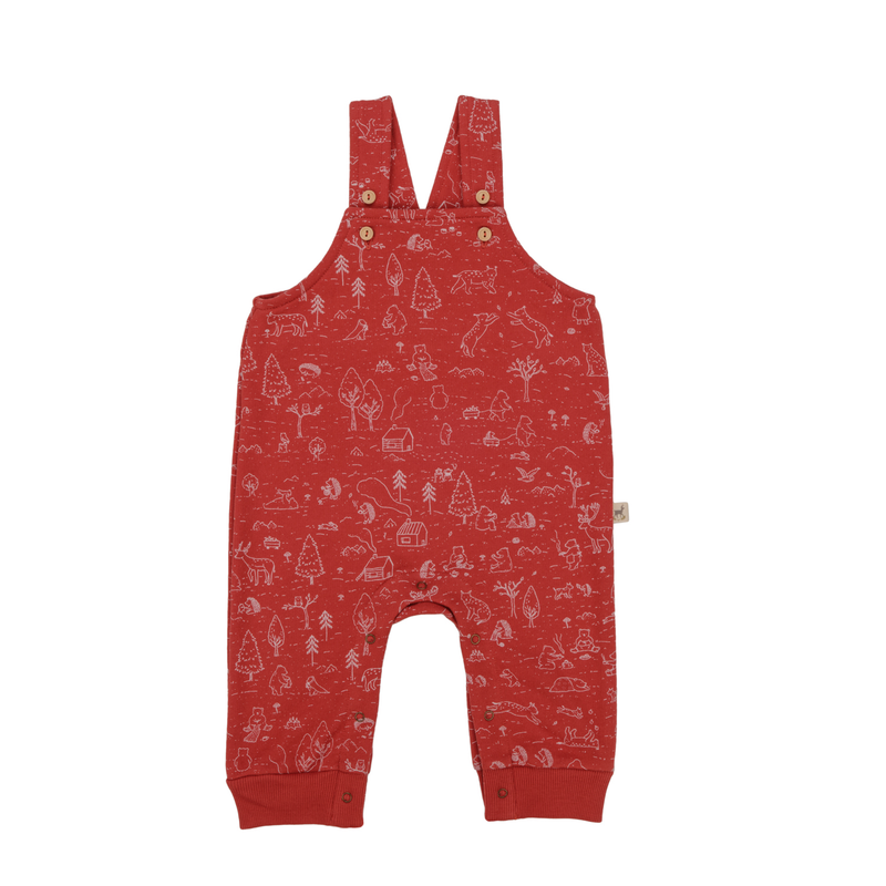 Red Caribou Babies Terry Overalls