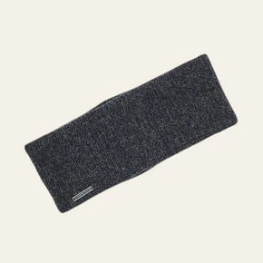 Grey knitted headband on a white background
