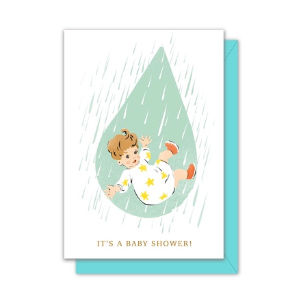 'Baby Shower Raindrop' Mini Enclosure Card