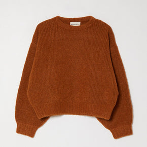Atelier Delphine Balloon Sleeve Sweater - rust colored sweater with balloon sleeves on a neutral background