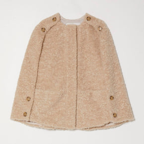 Atelier Delphine Bea Vest - light beige vest with front pockets and buttons on shoulders and sides on neutral background