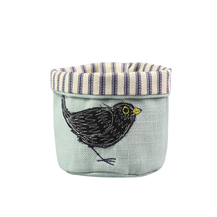 Garden Birds Embroidered Mini Art Pot