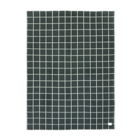 Dark green checkered blanket on a white background