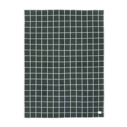 Dark green checkered blanket on a white background