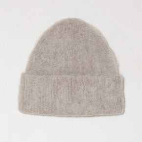 Atelier Delphine Brushed Beanie - light grey beanie with ribbed cuff on neutral background
