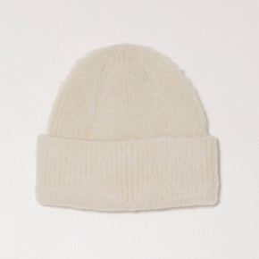 Atelier Delphine Brushed Beanie - cream colored beanie with ribbed cuff on neutral background