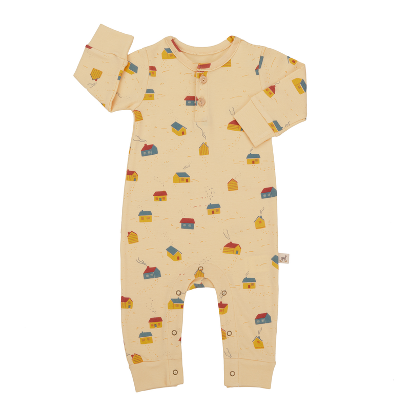 Red Caribou Babies Buttons Jumpsuit