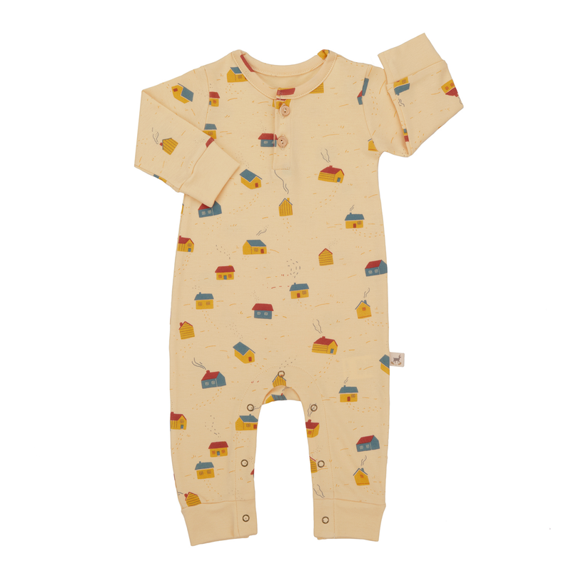 Red Caribou Babies Buttons Jumpsuit