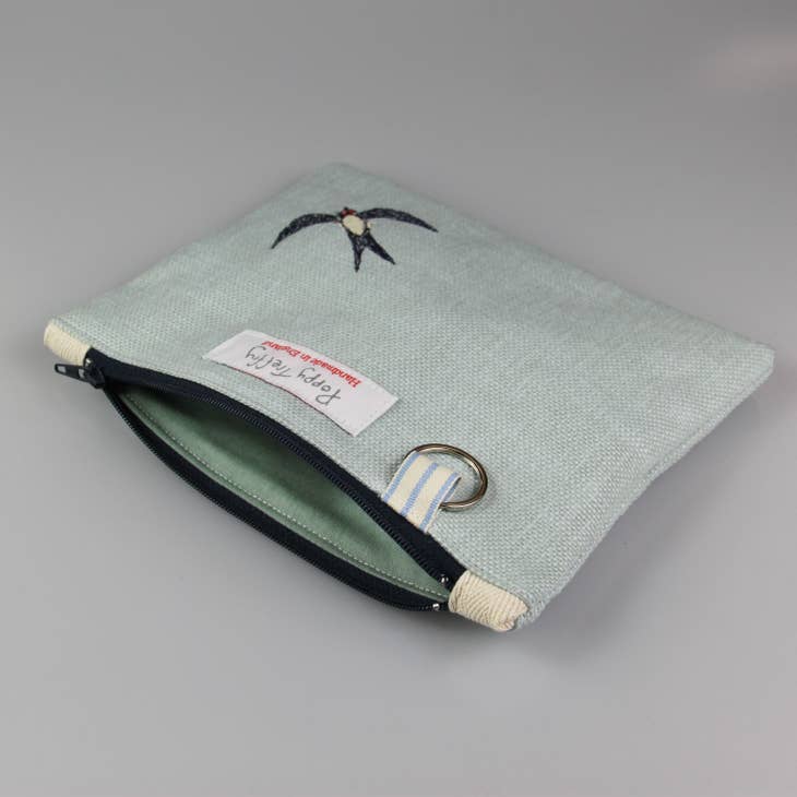 Swallow Embroidered Purse with Keyring