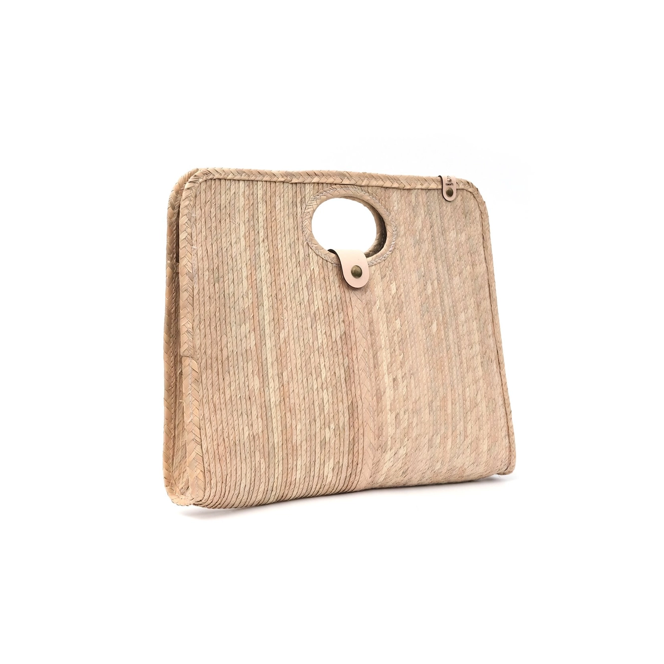 Beige clutch bag on a white background