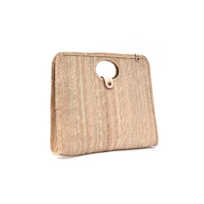 Beige clutch bag on a white background