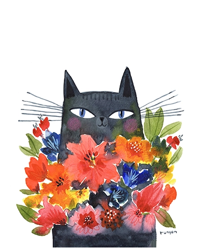 'Cat Bouquet' Card