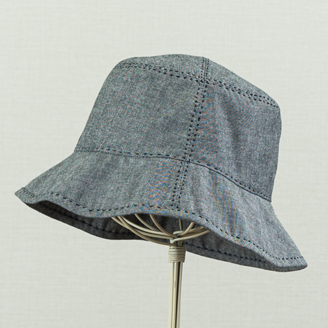 Cotton Dungaree Sashiko Stitched Bucket Hat