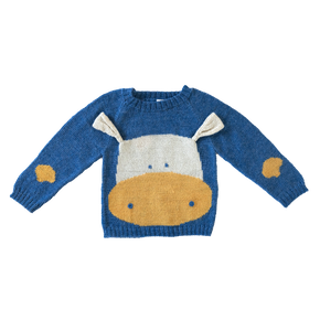 Nanay Cow Baby Alpaca Sweater in Blue