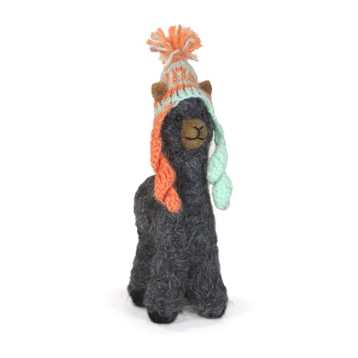 Felted Alpaca Cria with Hat