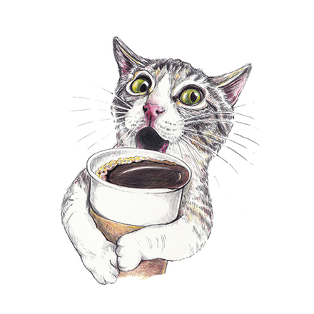 cat with coffee cup