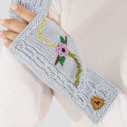 Embroidered Alpaca Fingerless Gloves