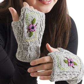 Embroidered Alpaca Fingerless Gloves