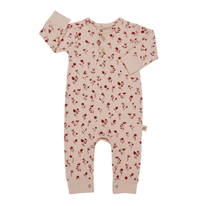 Red Caribou Babies Buttons Jumpsuit