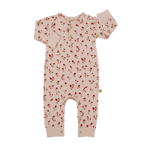 Red Caribou Babies Buttons Jumpsuit