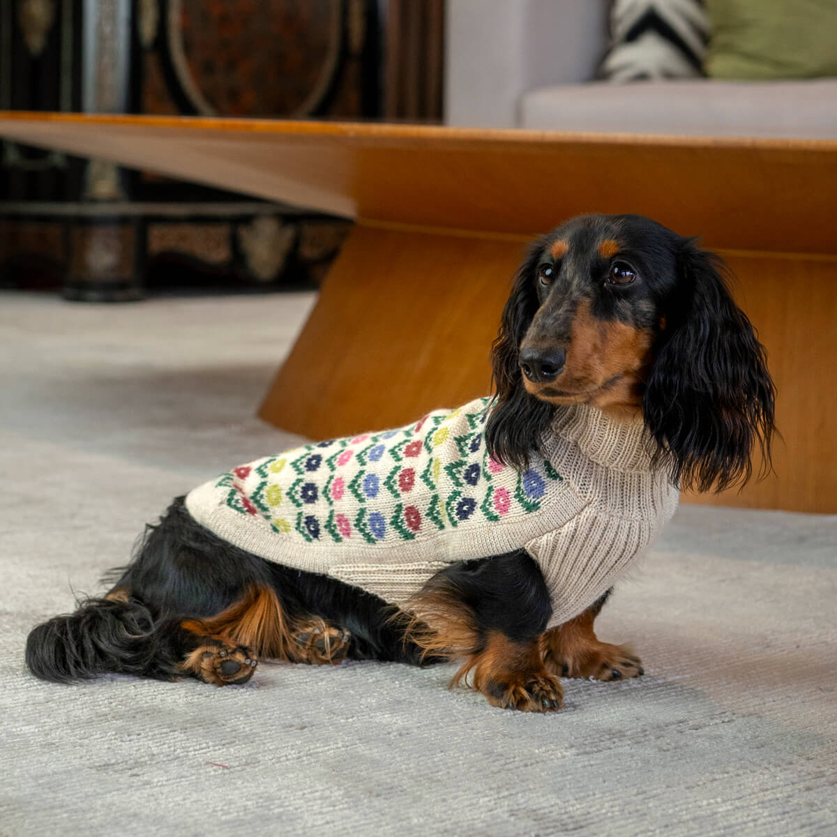 Flower Alpaca Dog Sweater