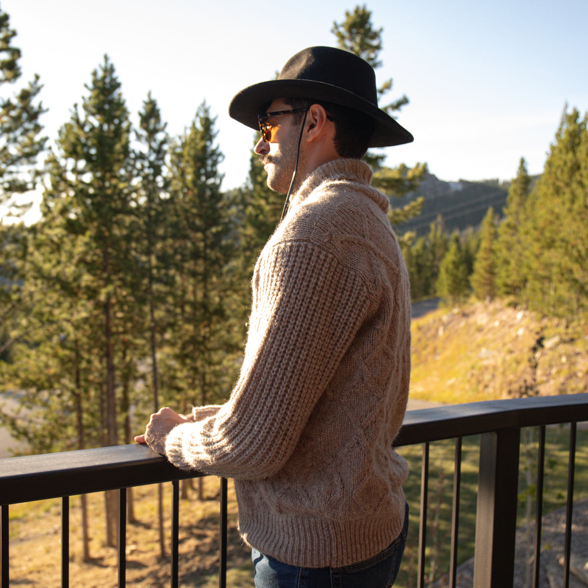Knox Men's Cable Knit Baby Alpaca Sweater