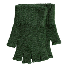 Green fingerless gloves on a white background