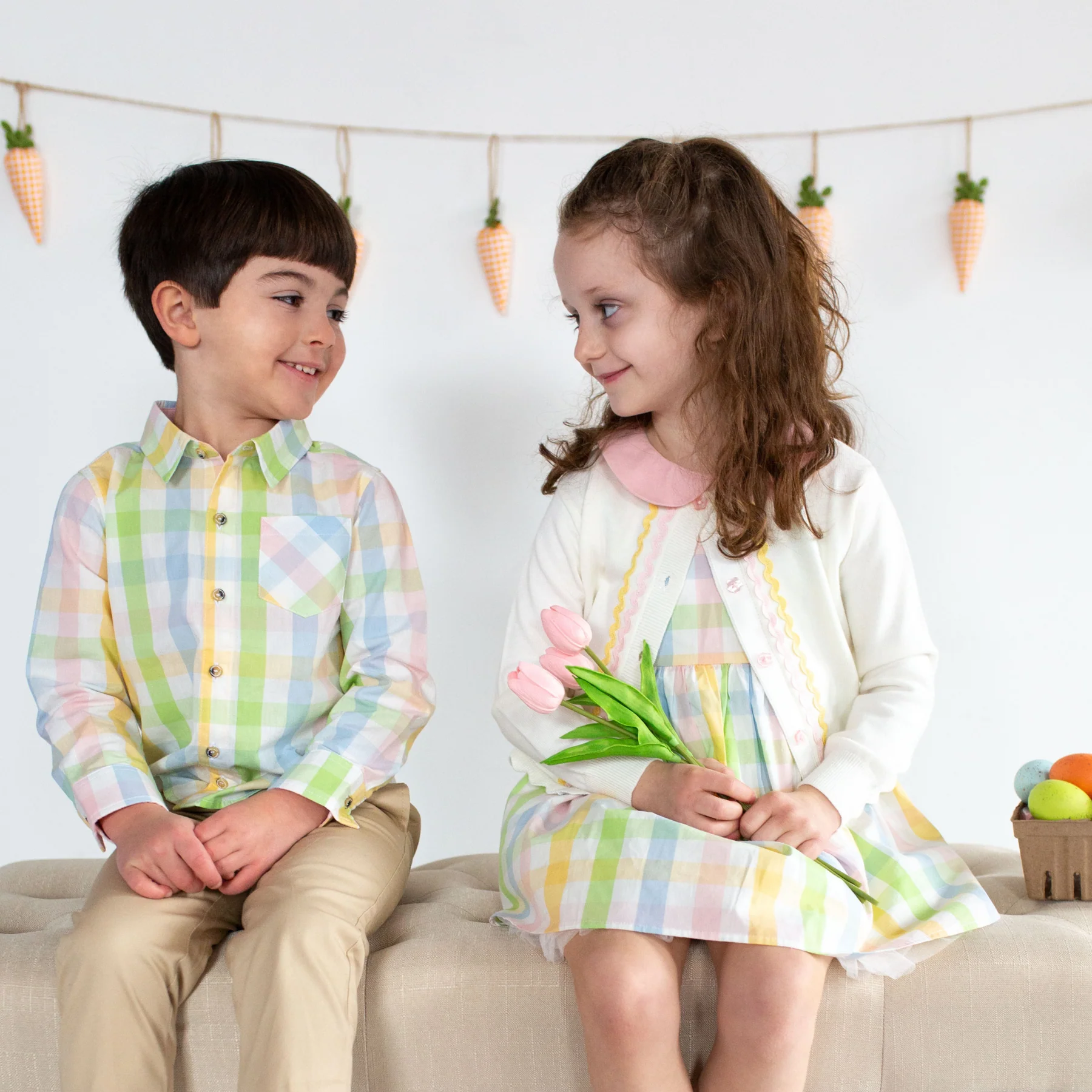 Sammy + Nat Kid's Perry Poplin Gingham Buttondown Cotton Shirt