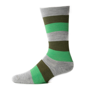 Green, olive, and grey kids' striped socks