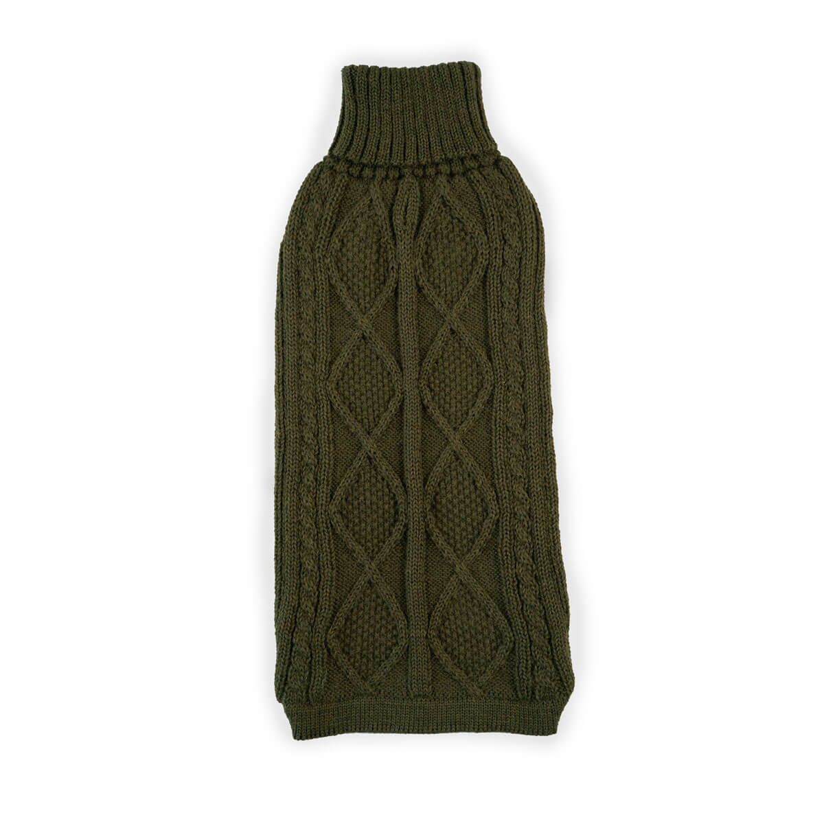 Alqo Wasi Forest Green Aran Alpaca Dog Sweater | Fluff Alpaca