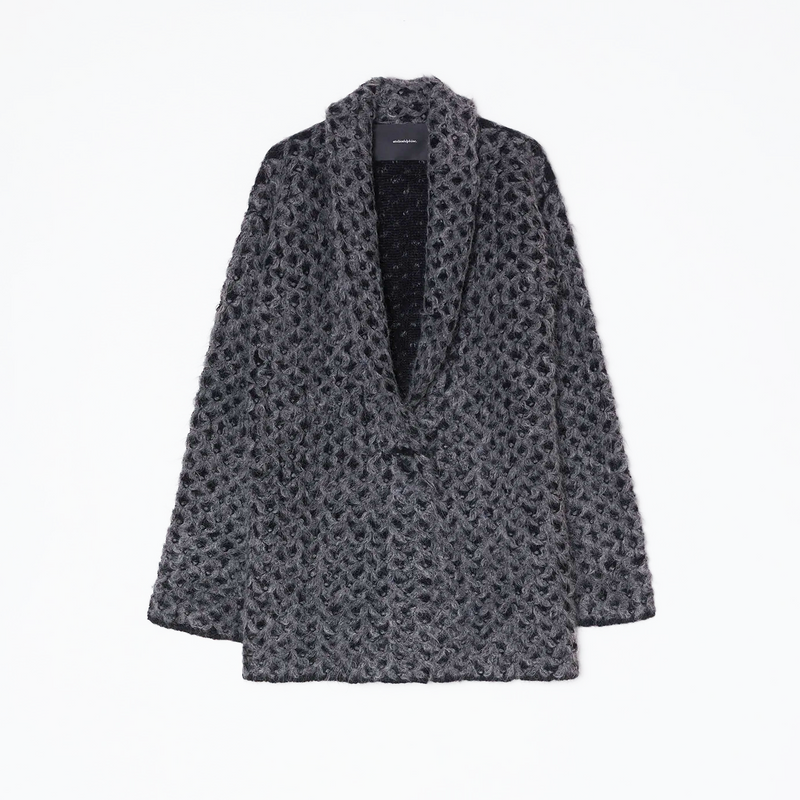 Gray patterned coat on a white background
