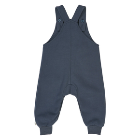 Navy blue overalls on a white background