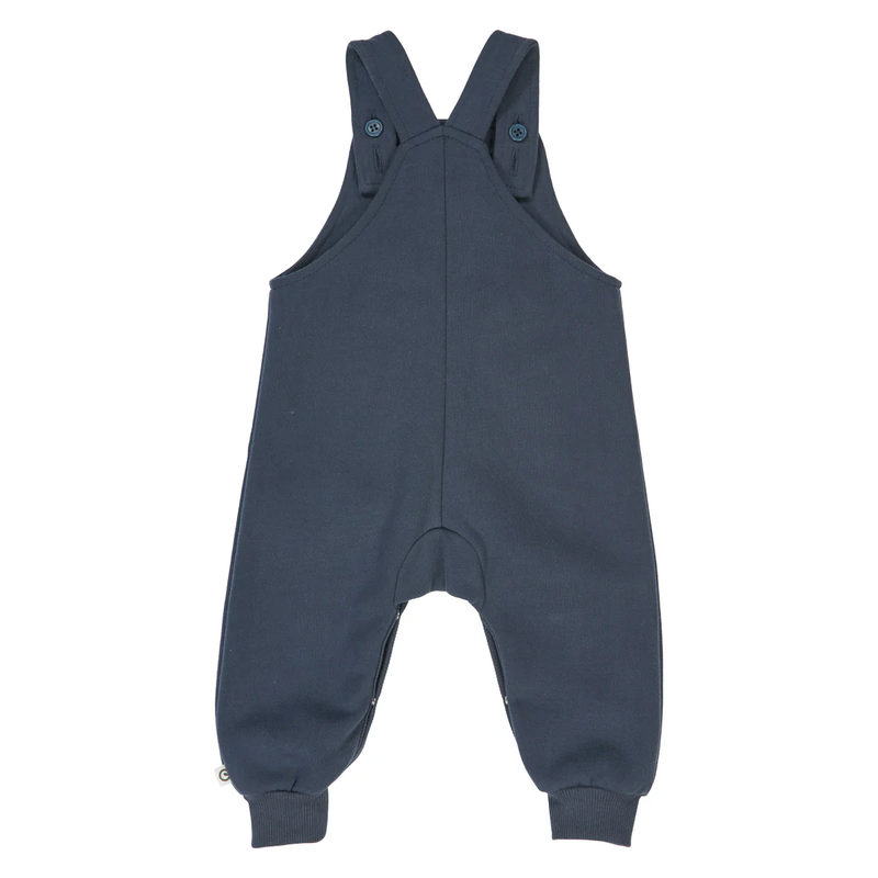 Navy blue overalls on a white background