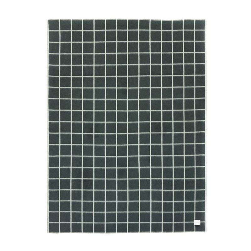 Dark green checkered blanket on a white background