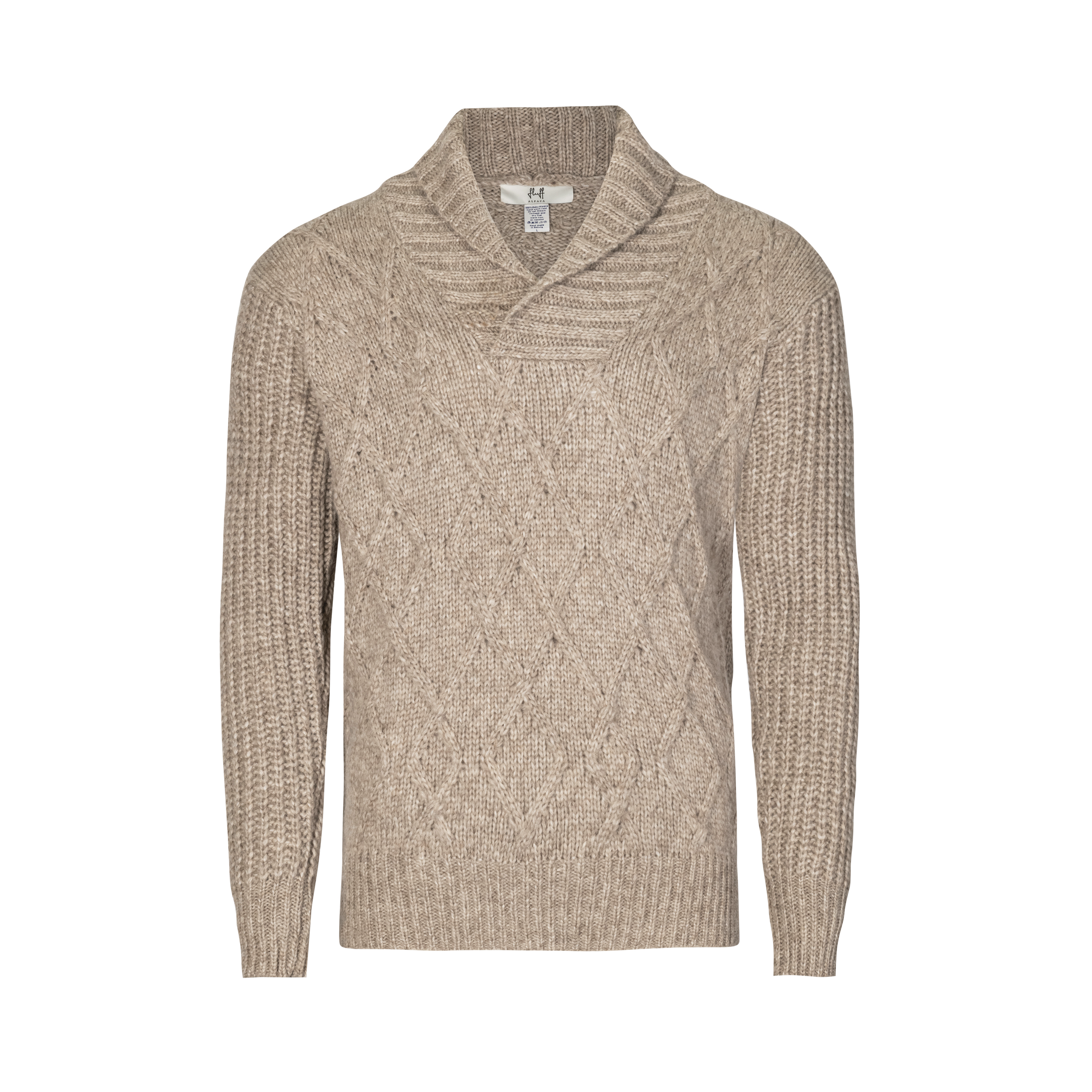 Fluff Knox Shawl Collar Cable Sweater | Baby Alpaca | Fluff Alpaca