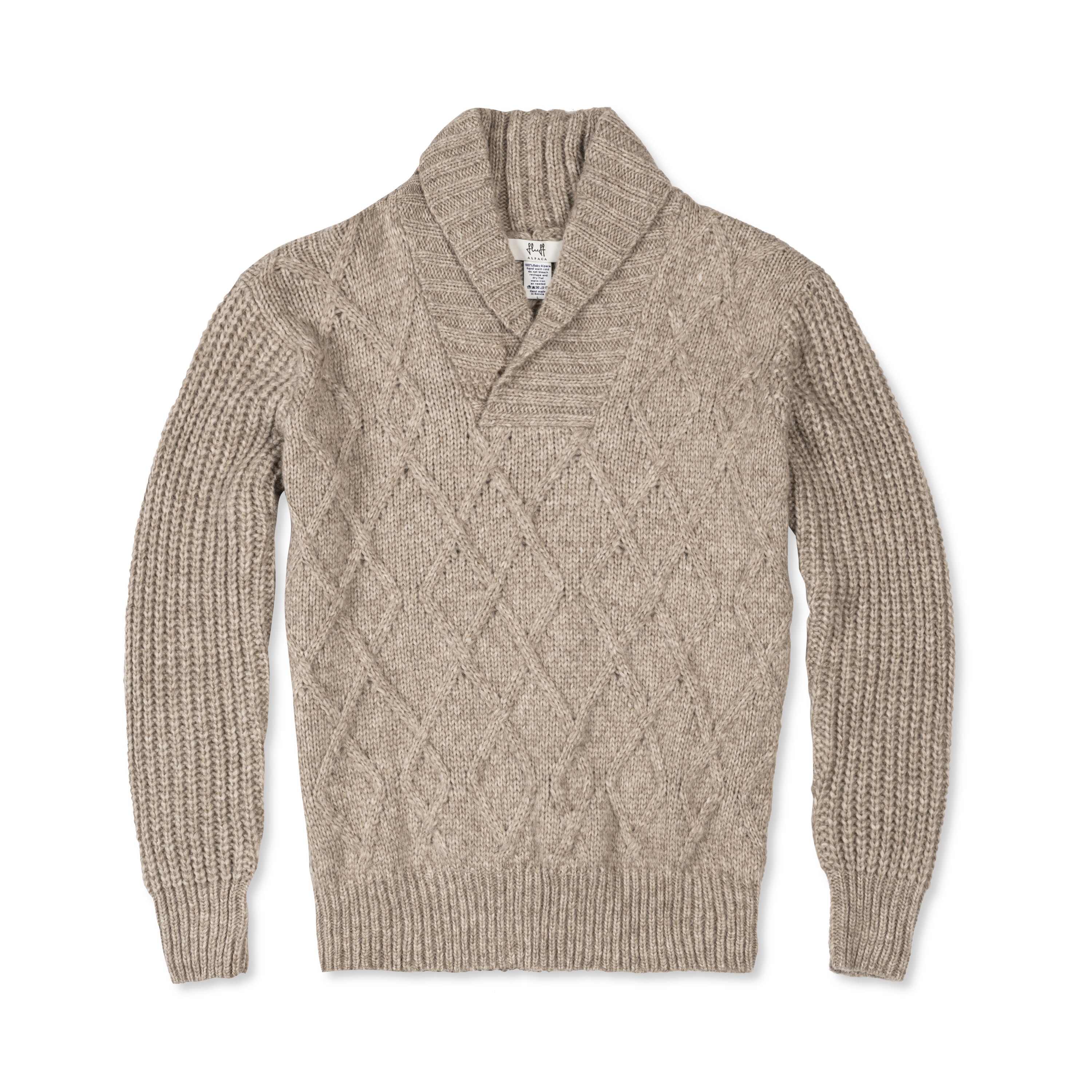 Fluff Knox Shawl Collar Cable Sweater | Baby Alpaca | Fluff Alpaca
