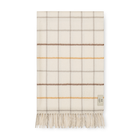 Plaid blanket with fringes on a white background