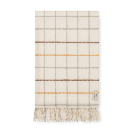 Plaid blanket with fringes on a white background