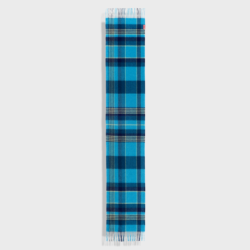 Blue plaid scarf on a white background
