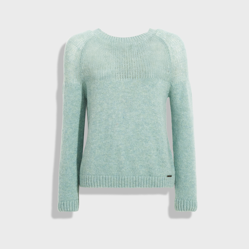 Mint green sweater on a white background