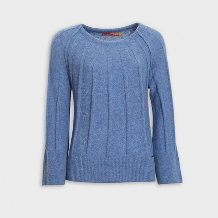 Blue sweater on a light gray background