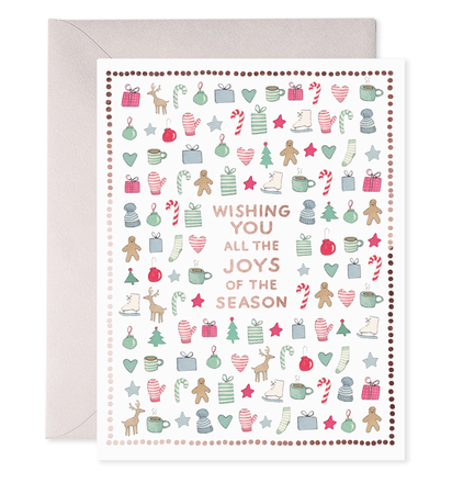 Christmas-themed greeting card with decorative elements and text on a white background.