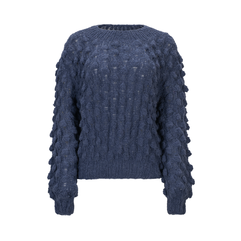 Blue knitted sweater on a white background