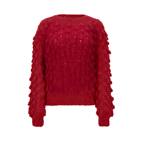 Red knitted sweater on a white background